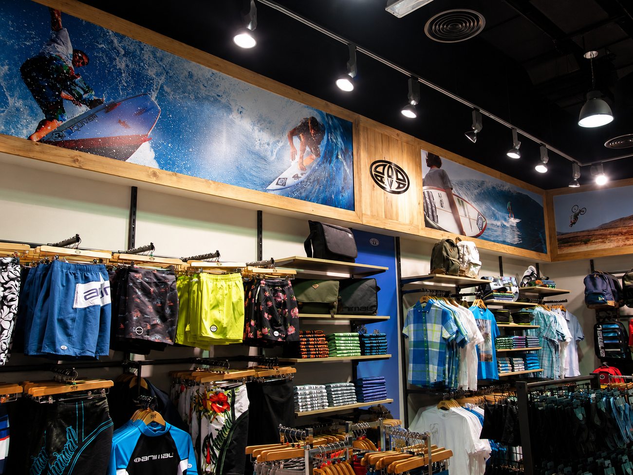 Animal Boardshorts Wall with Lifestyle Photography