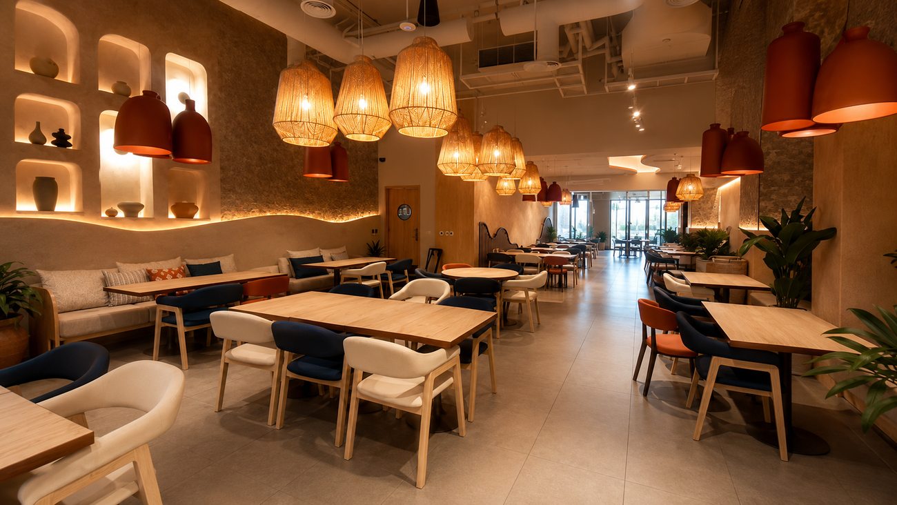 Dining Room & Pottery Wall Niches, Awani, Dubai Hills Mall