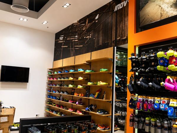 Beyond Fitness running shoe wall, Me’aisem, by Davies Group UAE
