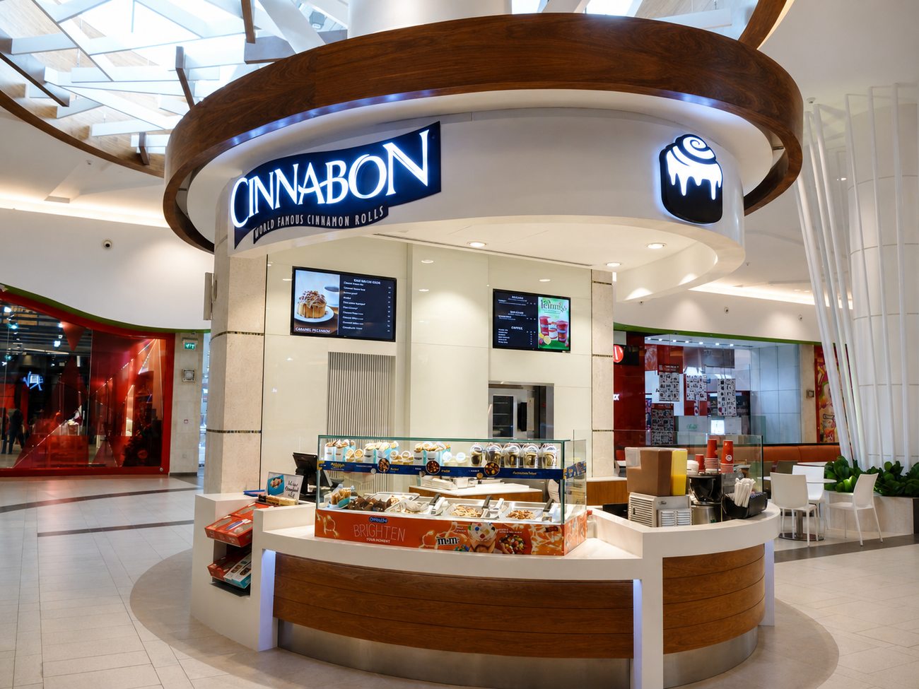 Kiosk, Wide Corridor View, Cinnabon Kiosk, Yas Mall