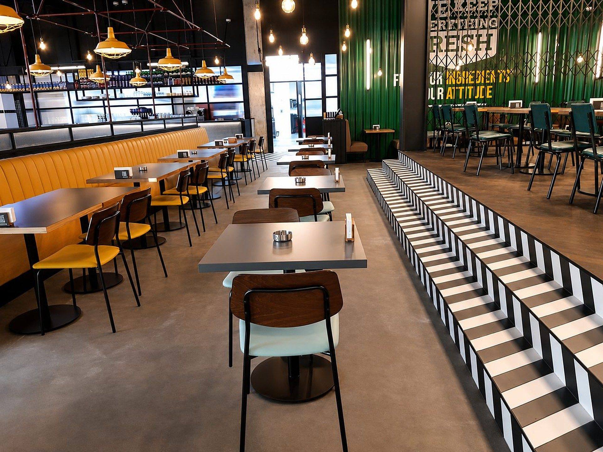 Roadster Diner dining area, Mirdiff City Centre, by Davies Group UAE