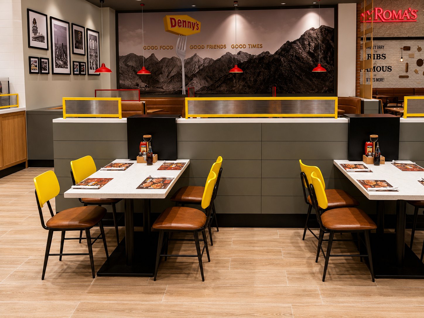 Denny's Booth Seating and Mountain Mural, Festival Plaza, Dubai