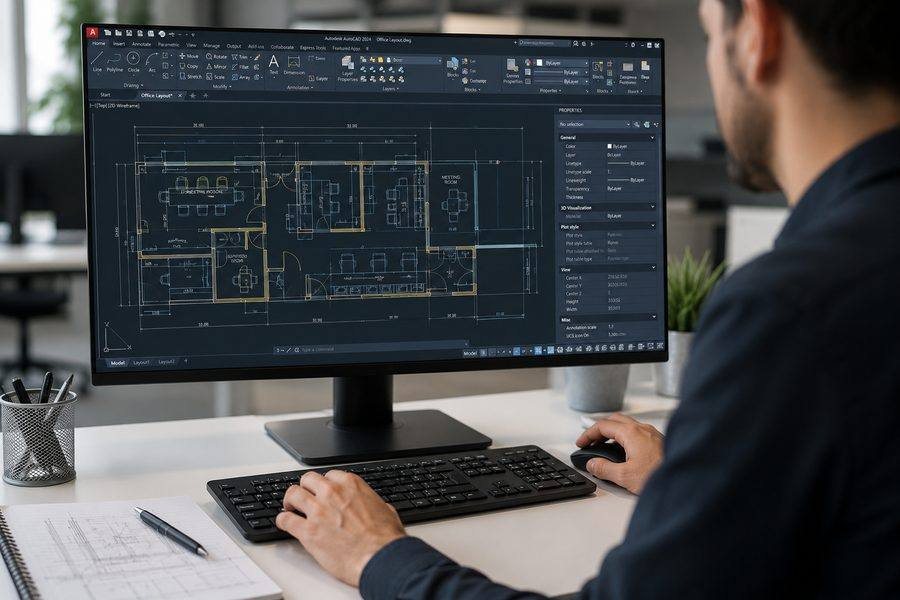 Davies Group designer producing technical CAD drawings