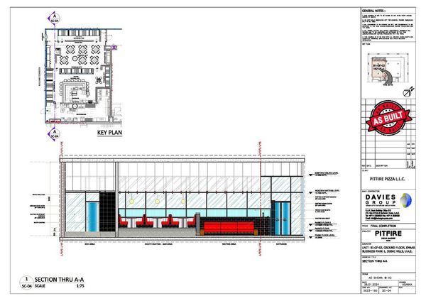 Pitfire Pizza CAD technical drawing, sheet 2, by Davies Group UAE