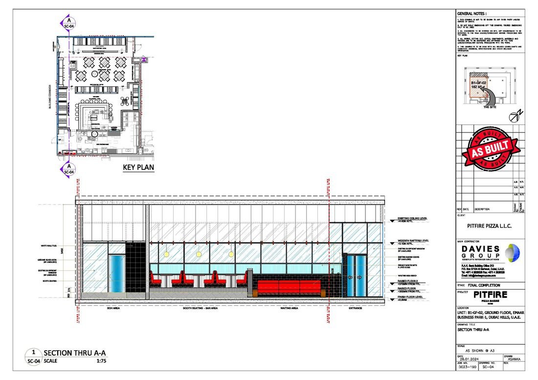 Pitfire Pizza CAD technical drawing, sheet 2, by Davies Group UAE