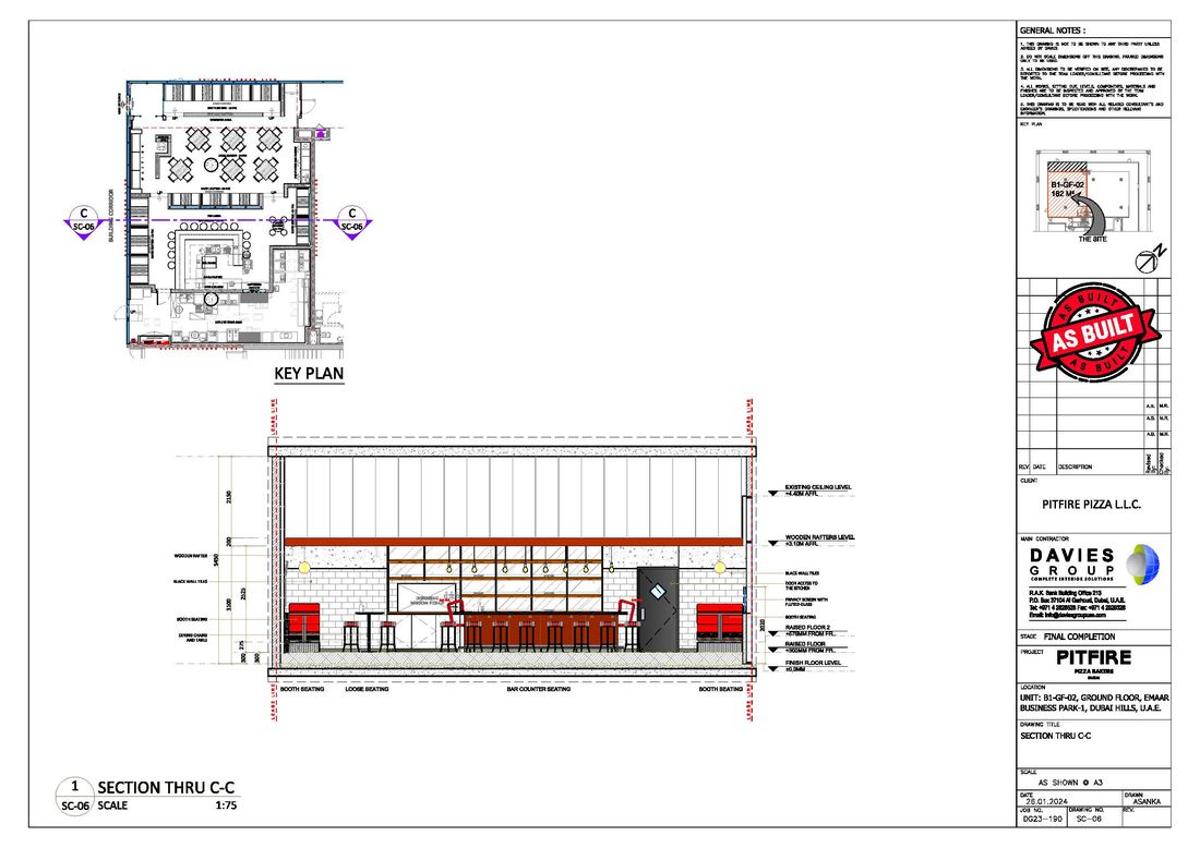 Pitfire Pizza CAD technical drawing, sheet 3, by Davies Group UAE