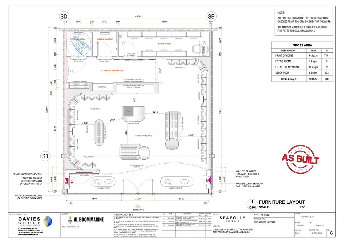 Seafolly CAD technical drawing, sheet 2, by Davies Group UAE