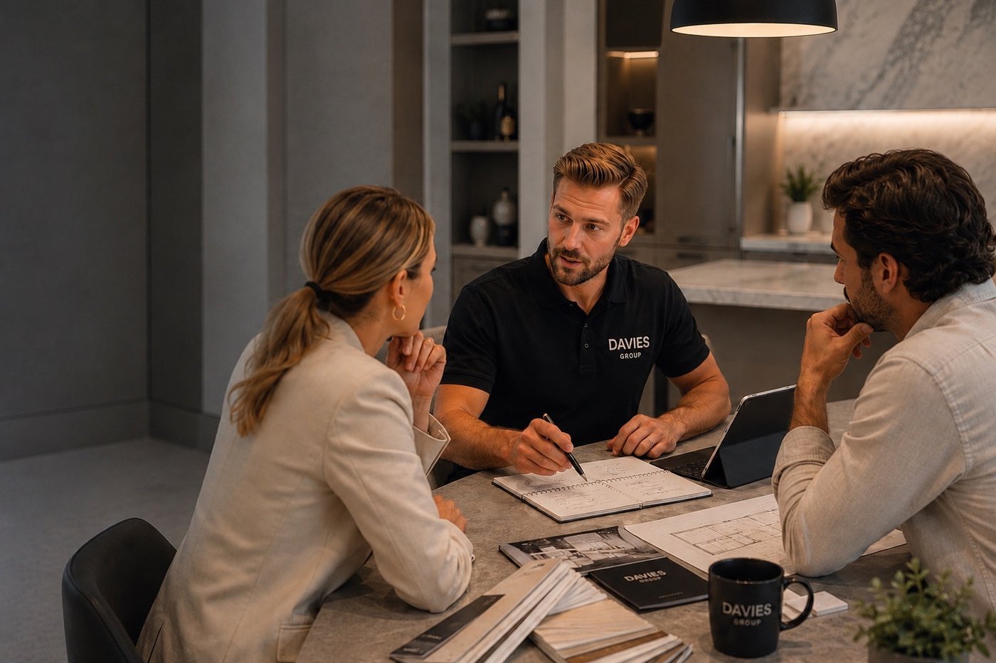 Discovery and brief consultation meeting for a Dubai interior fit-out project - Davies Group UAE design process