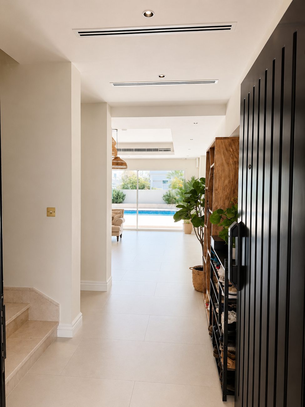 JVT Villa — Hallway to Pool Terrace, Shoe Storage