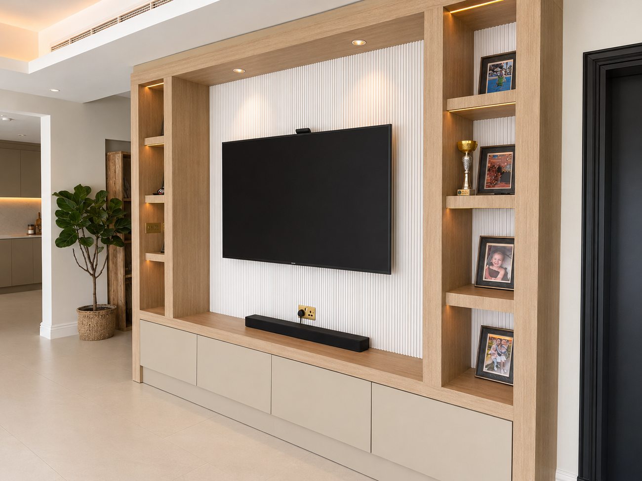JVT Villa — Living Room TV Unit, Angled View