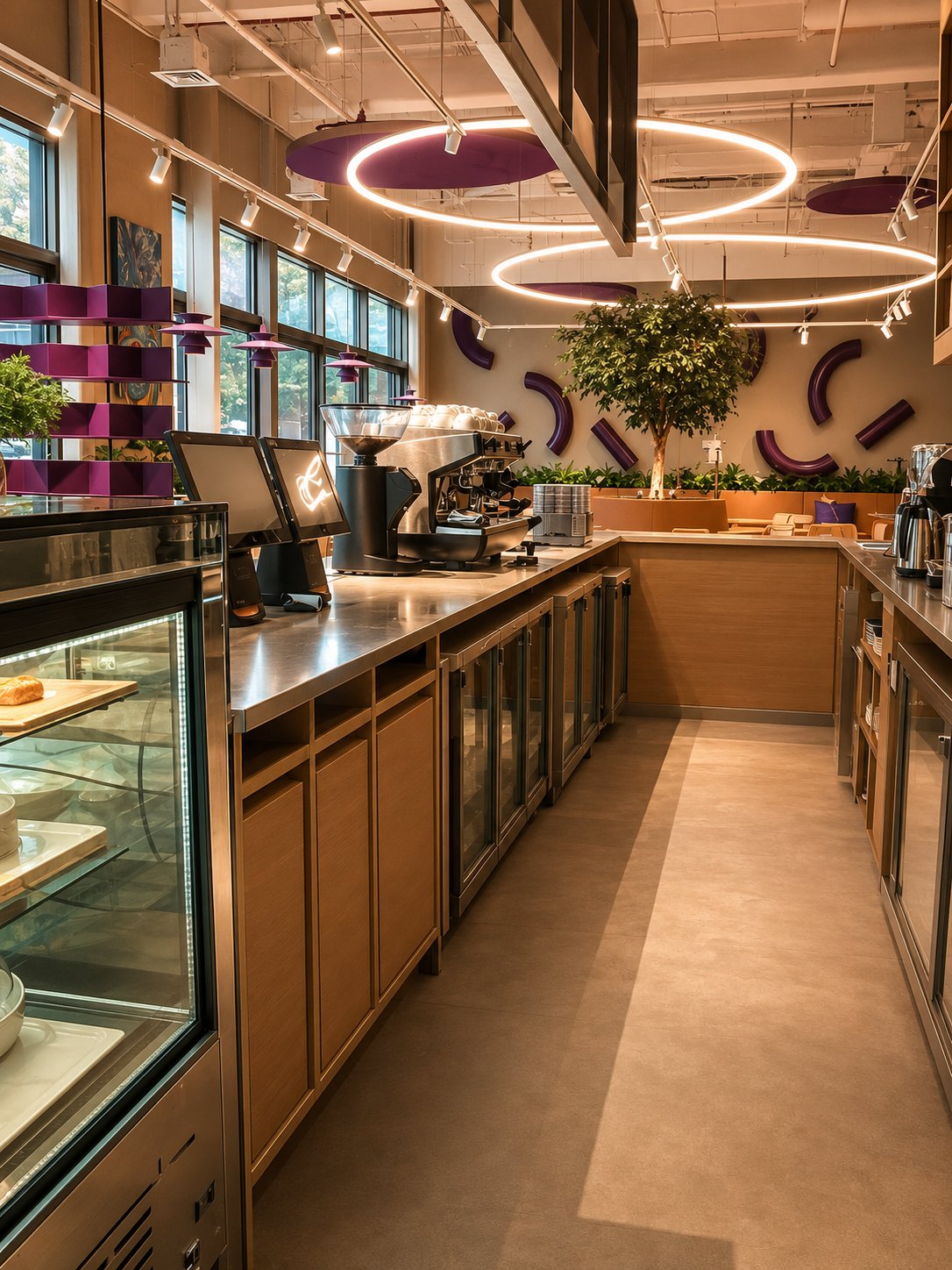 MORE Cafe counter, pastry case and espresso machine by Davies Group UAE