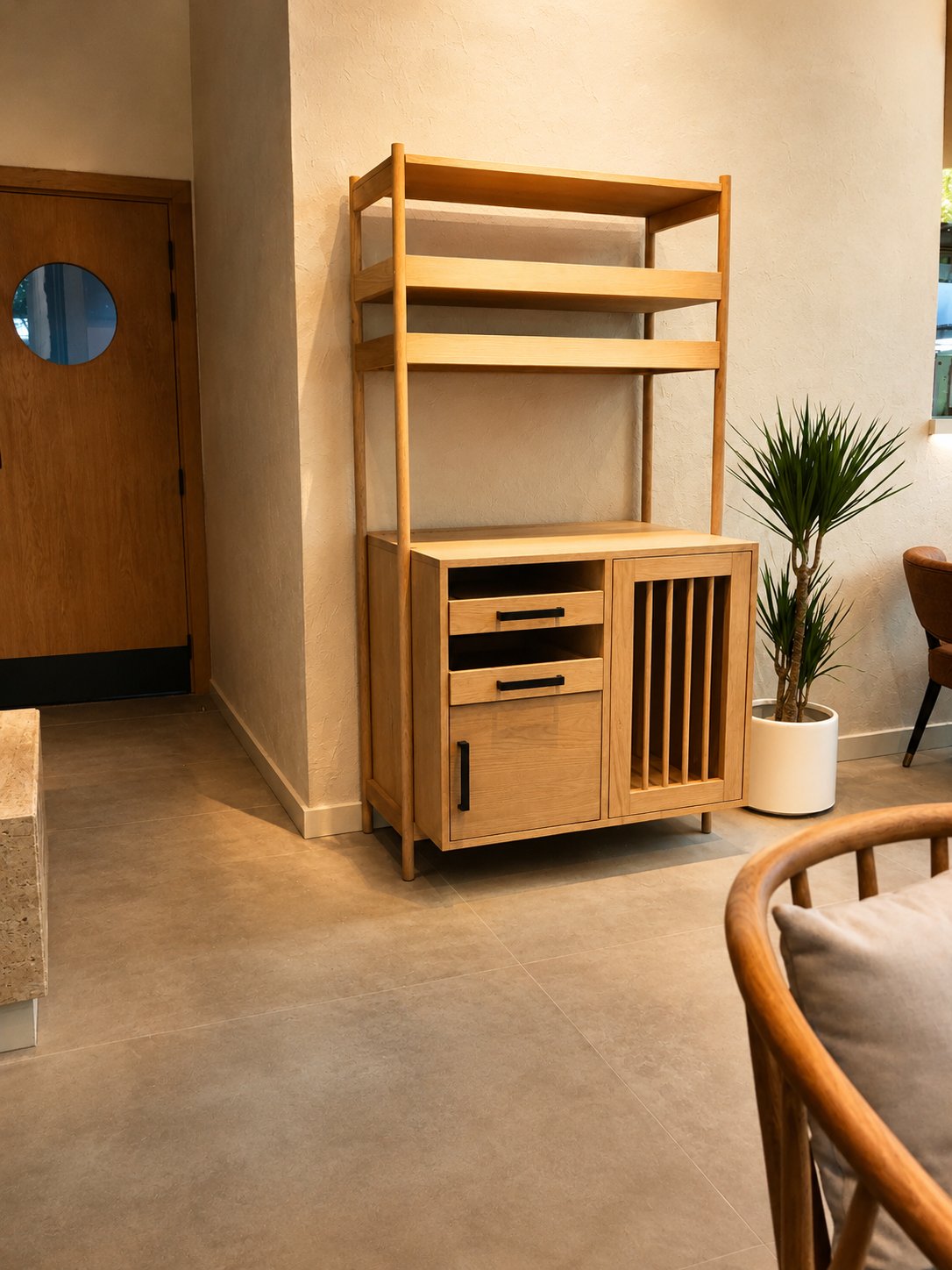 MORE Cafe Wood Shelving and Cabinet Unit, Dubai World Trade Centre