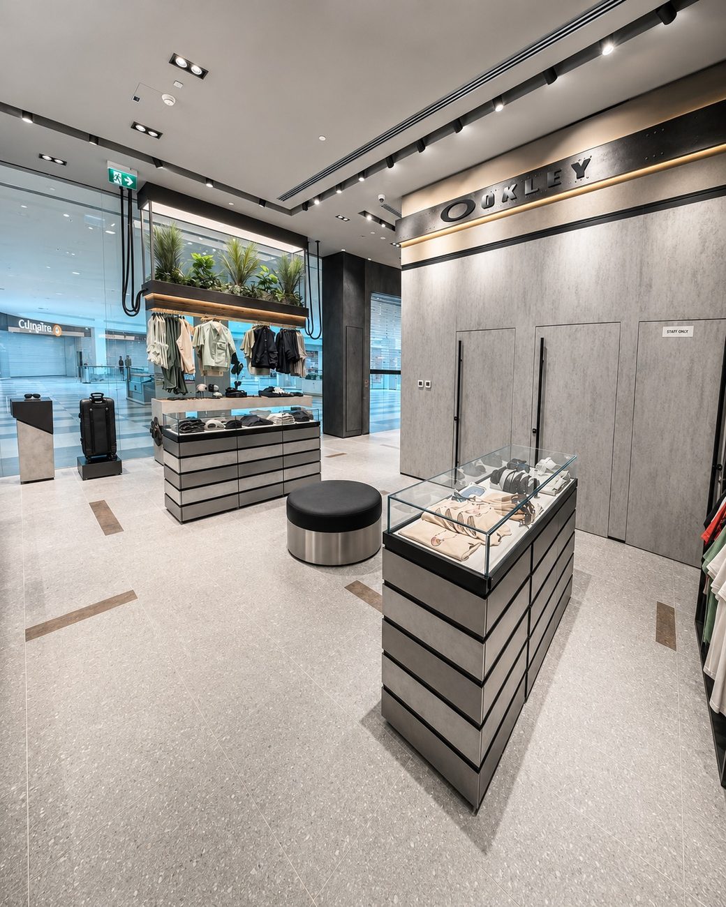 Oakley &mdash; Central Merchandising Islands, Footwear Wall, Al Jimi Mall