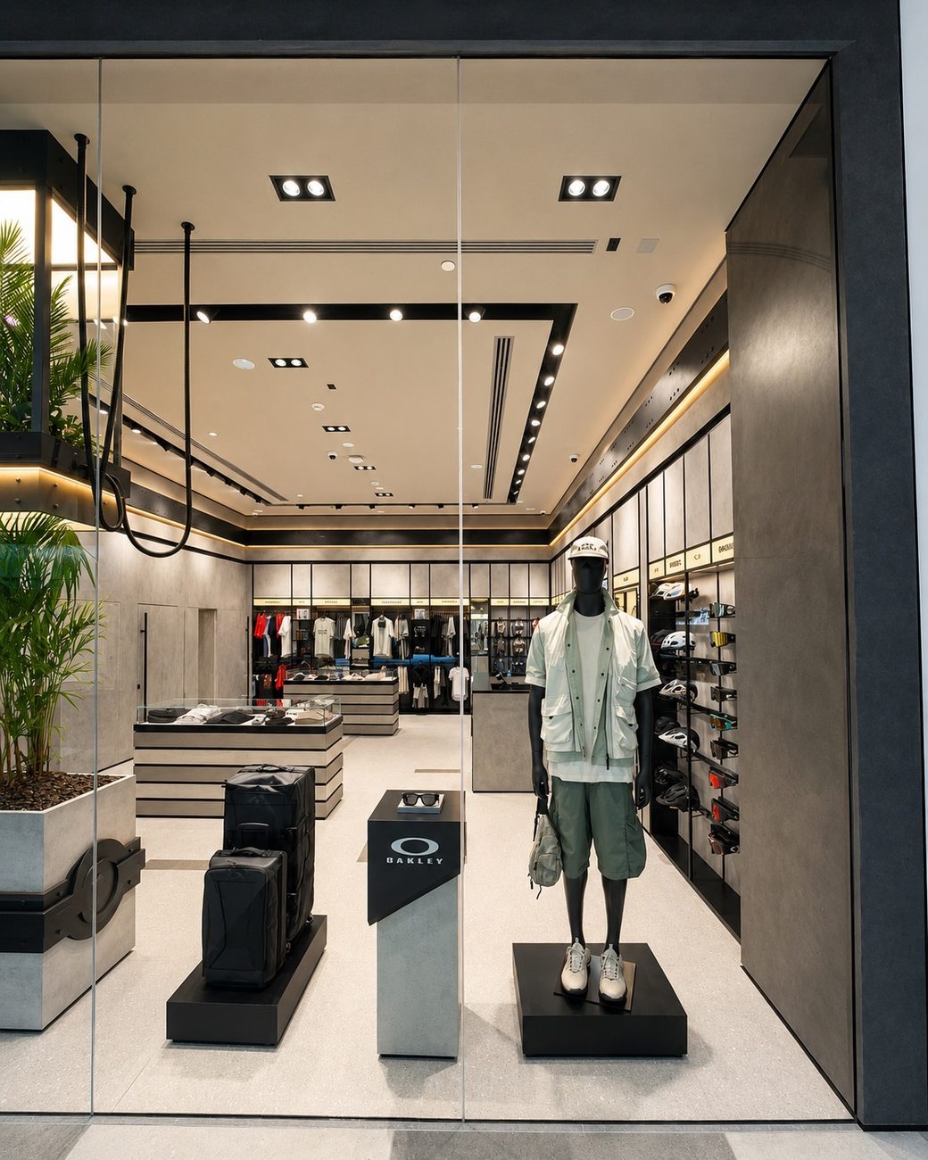 Oakley &mdash; Luggage & Mannequin Display, Eyewear Wall, Al Jimi Mall
