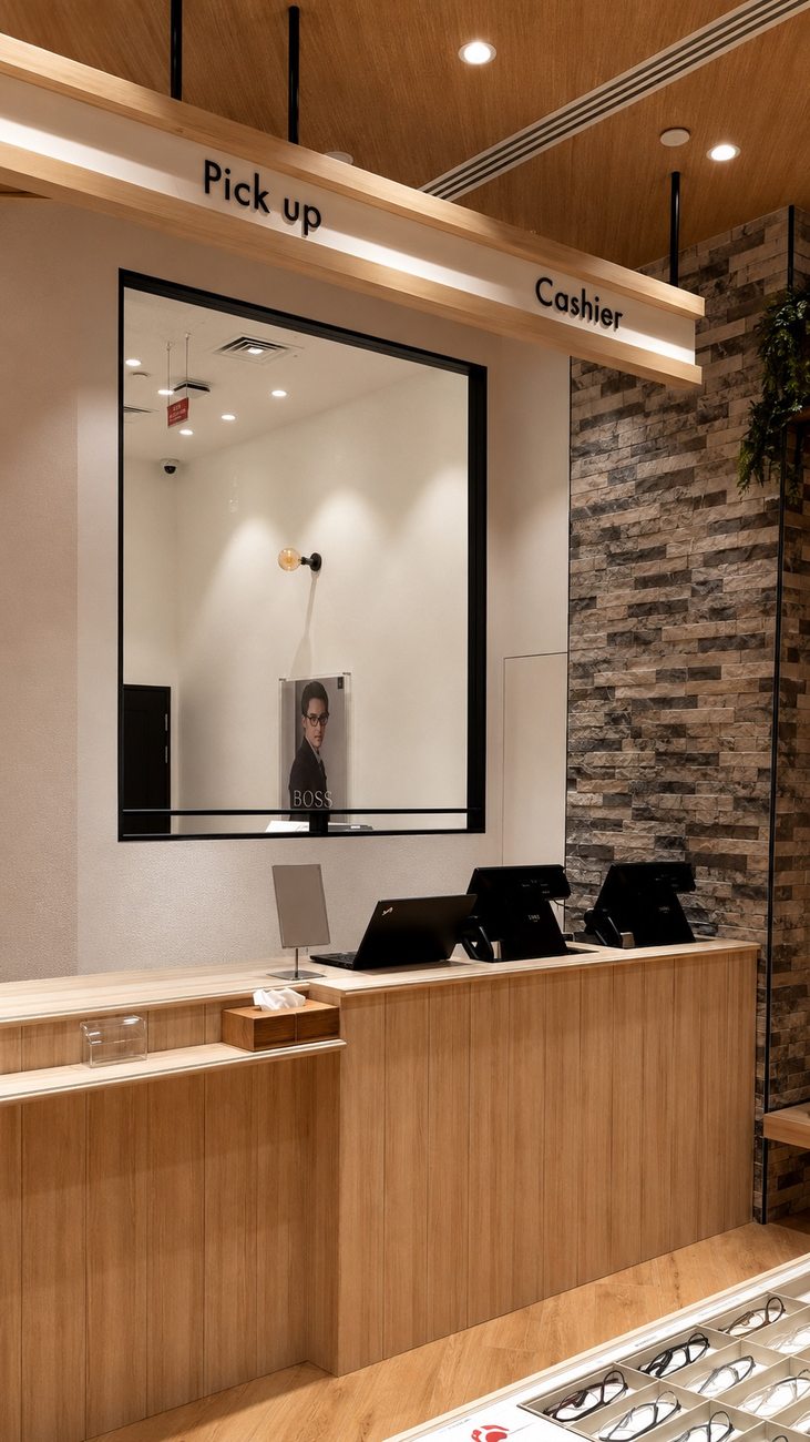 Owndays Pick-Up & Cashier Counter, Boss Mirror