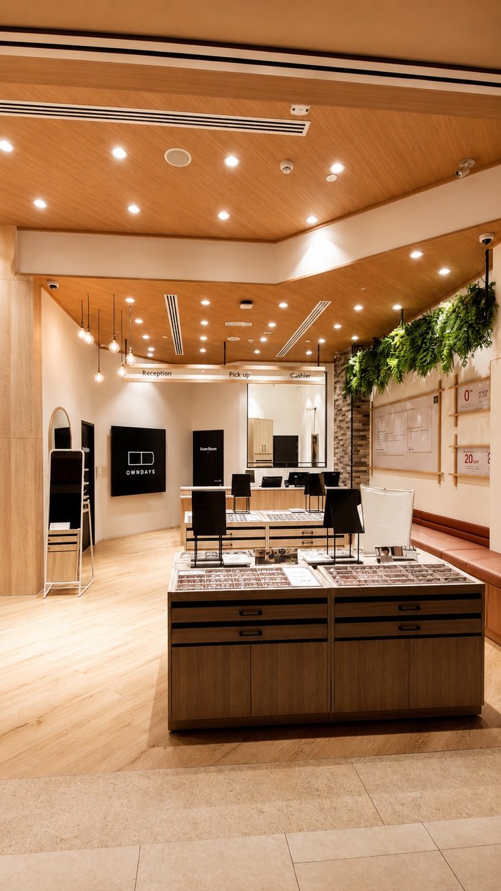 Owndays Reception, Pick-Up, Cashier & Exam Room
