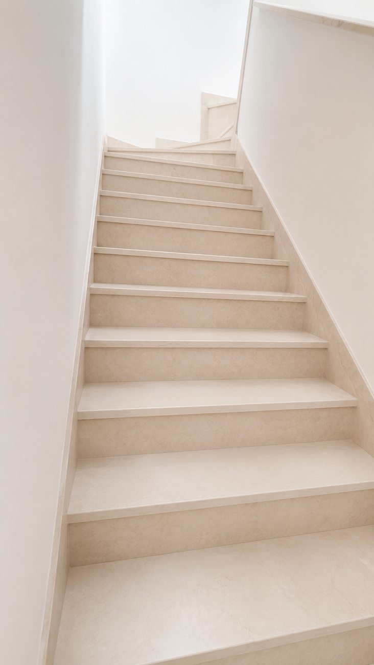 Palm Villa marble staircase, upward view, Palm Jumeirah