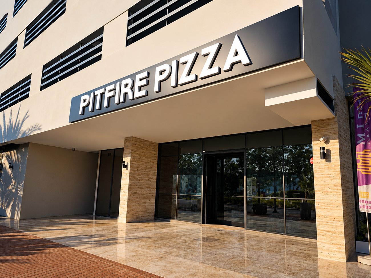 Pitfire Pizza Building Exterior Signage, Jumeirah Village Circle, Dubai