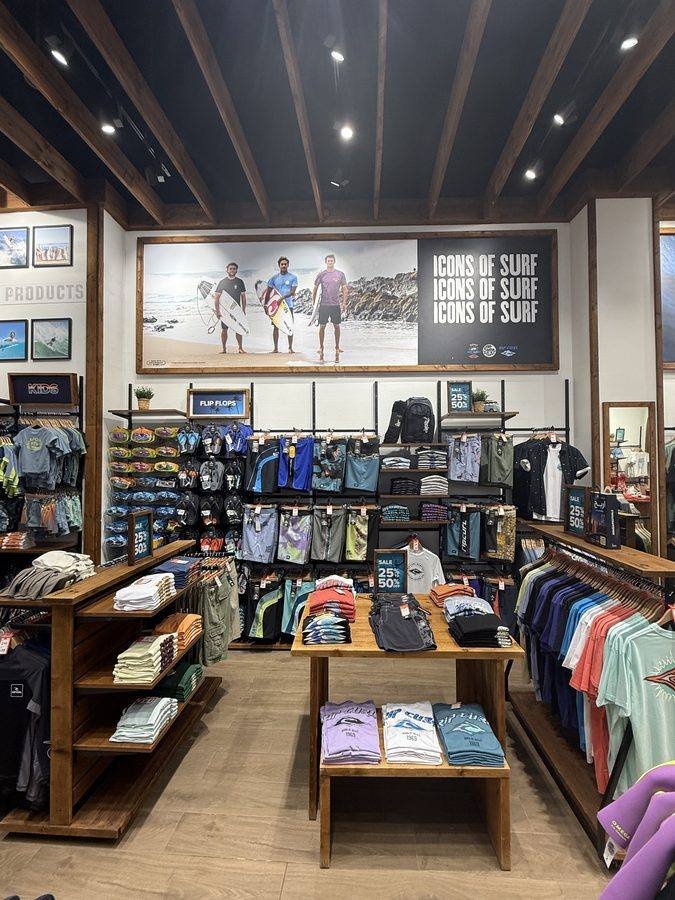 Rip Curl Dubai Marina Mall — Footwear and Boardshorts Display
