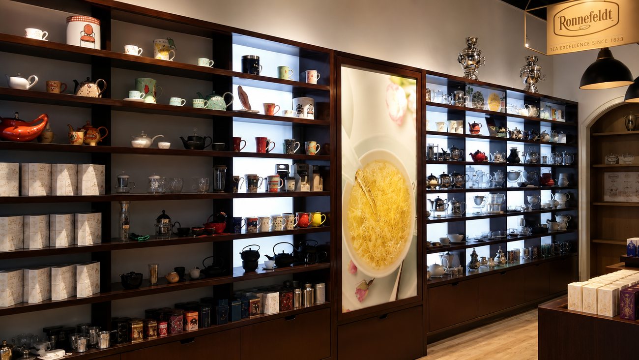 Teaware Shelving Wall, Wide View, Ronnefeldt, Mercato Mall