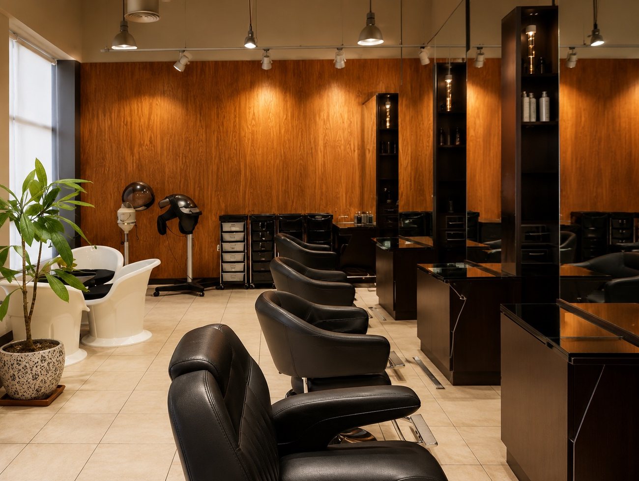 SOS Salon wash station and styling chairs by Davies Group UAE