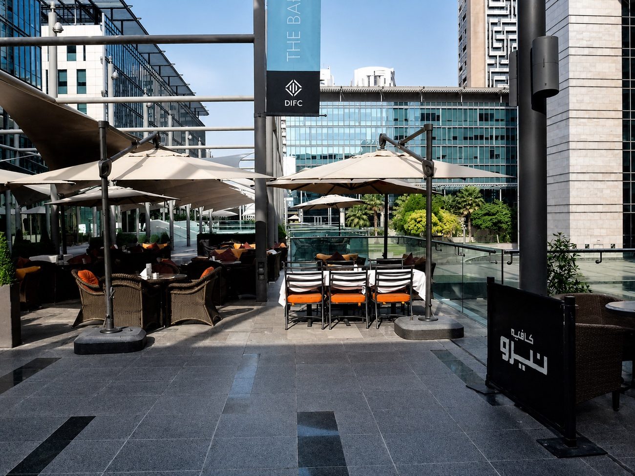 Outdoor Terrace Seating with DIFC Skyline, Dubai