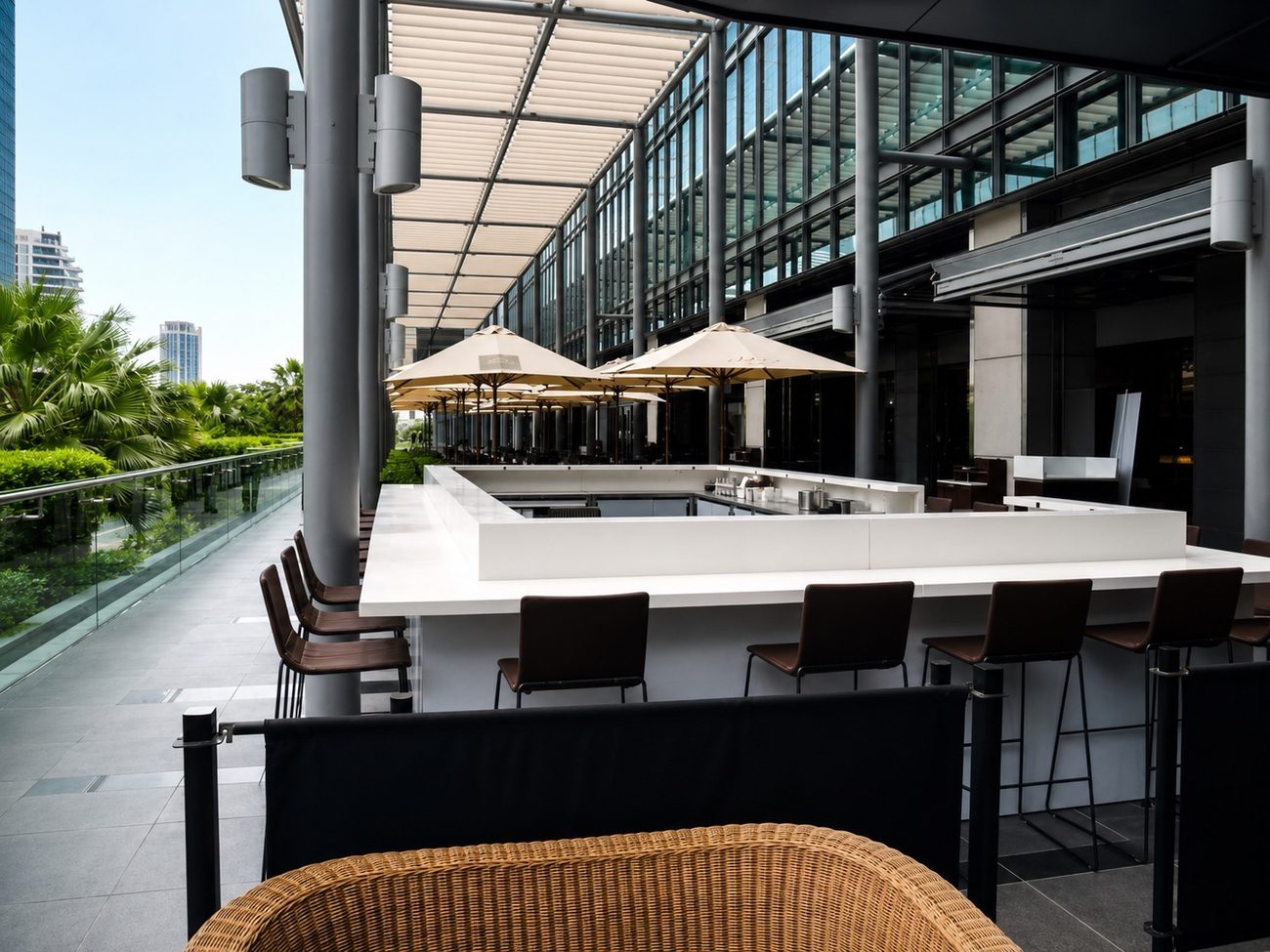 DIFC Terrace Bar Counter, Walkway View, Dubai