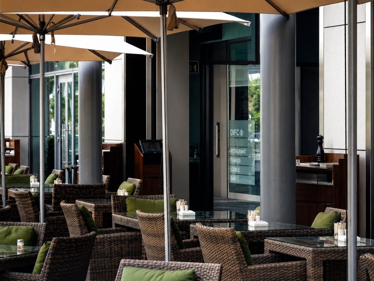 The Steak Bar Terrace, Restaurant Lounge Bar Signage, DIFC, Dubai