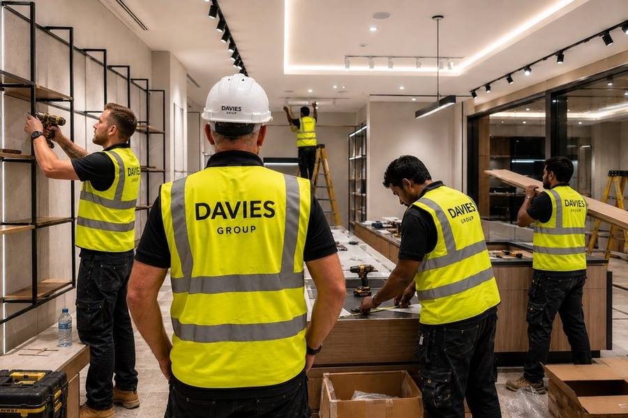 Davies Group team on site fitting out a project in Dubai