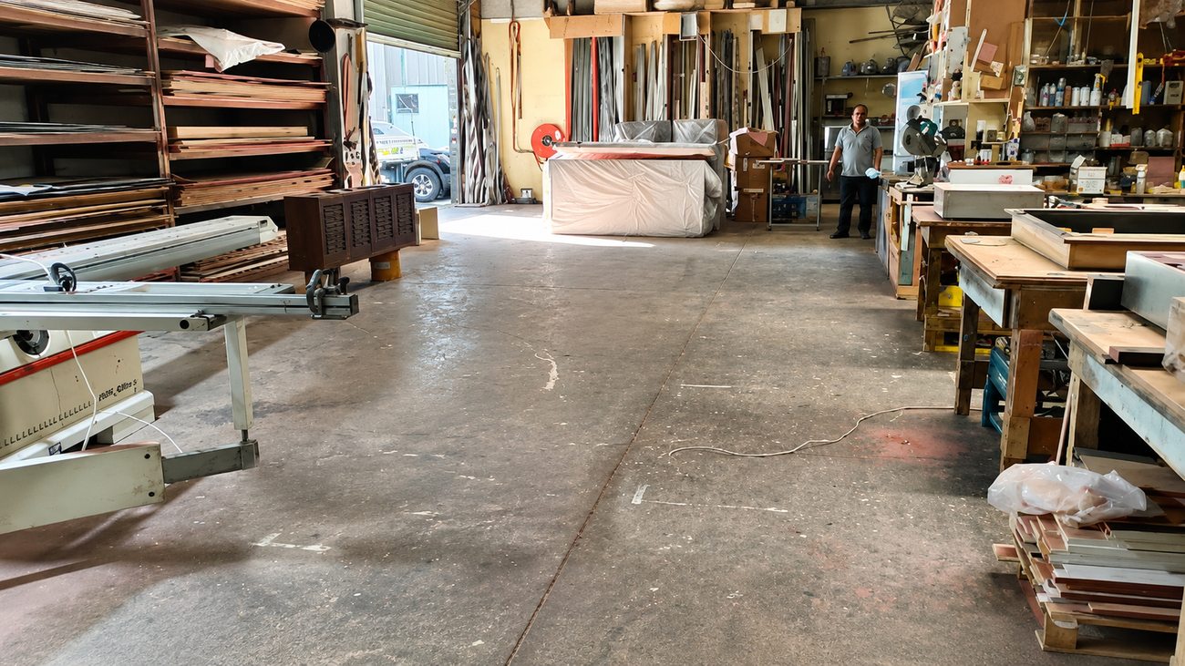 Davies Group Workshop — Workbenches, Loading Door View